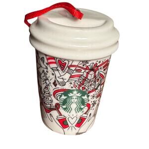Starbucks Coffee Holiday ornament 2017 mini cup cartoon sketch graphics &  logo